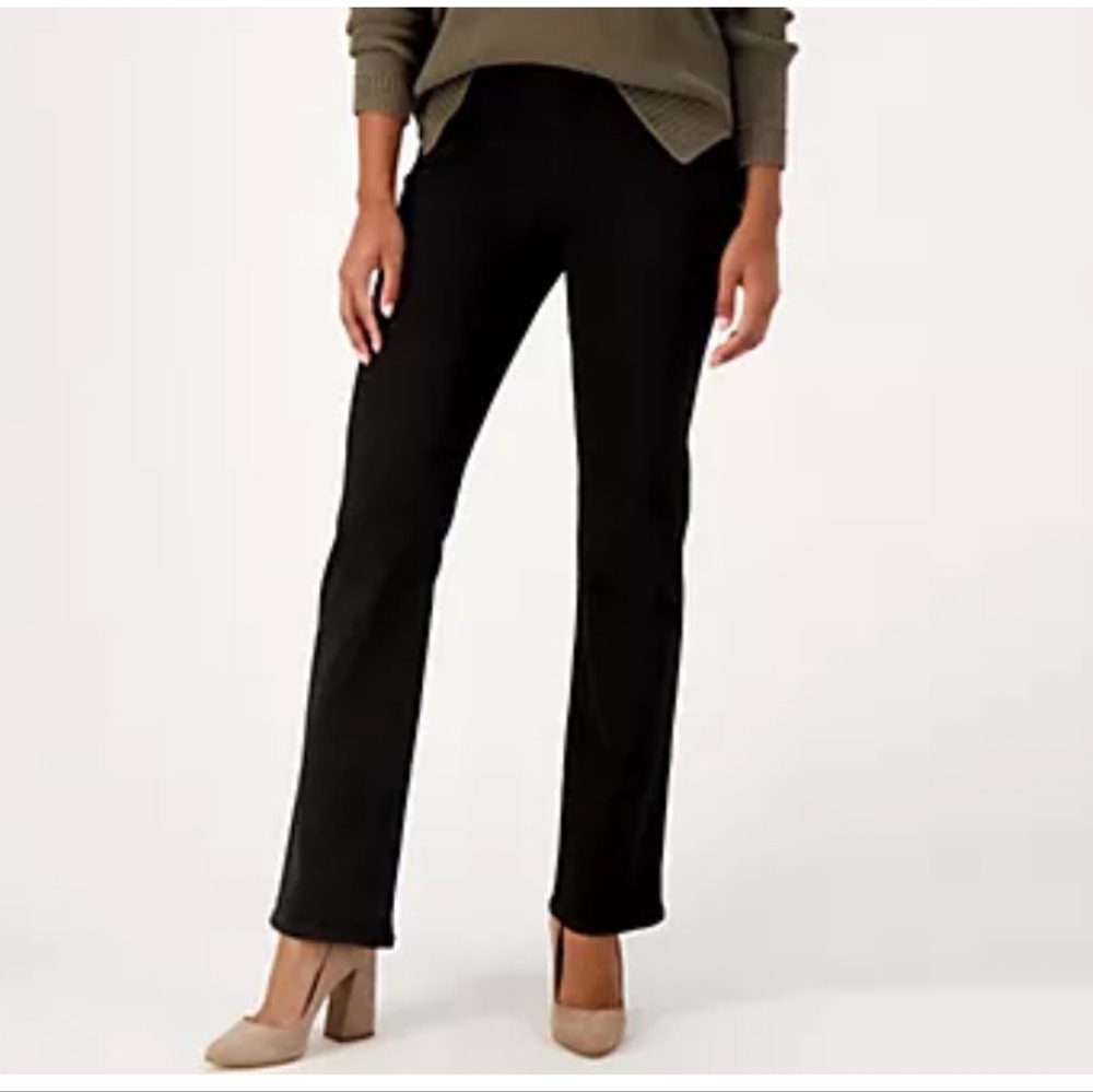 NYDJ Sculpt Her Denim Pull On Straight Jeans Black Stellar Small NWT